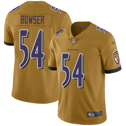Baltimore Ravens Limited Gold Men Tyus Bowser Jersey NFL Football #54 Inverted Legend
